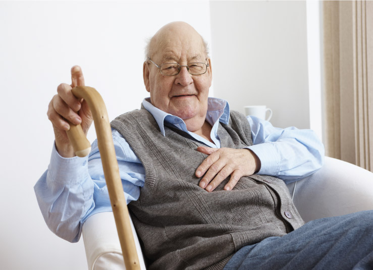 Elderly man with a cane